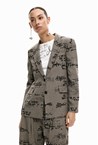 SCRIPT JACKET - blk white